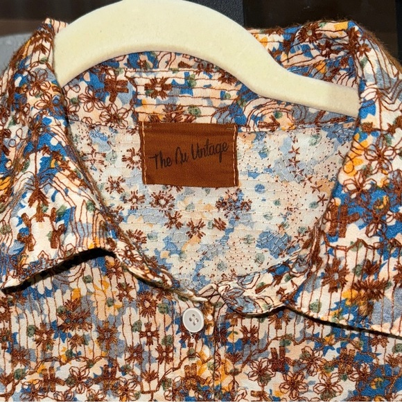 The Nu Vintage button down shirt Blouse Retro Floral top long sleeve embroidered - Picture 2 of 7